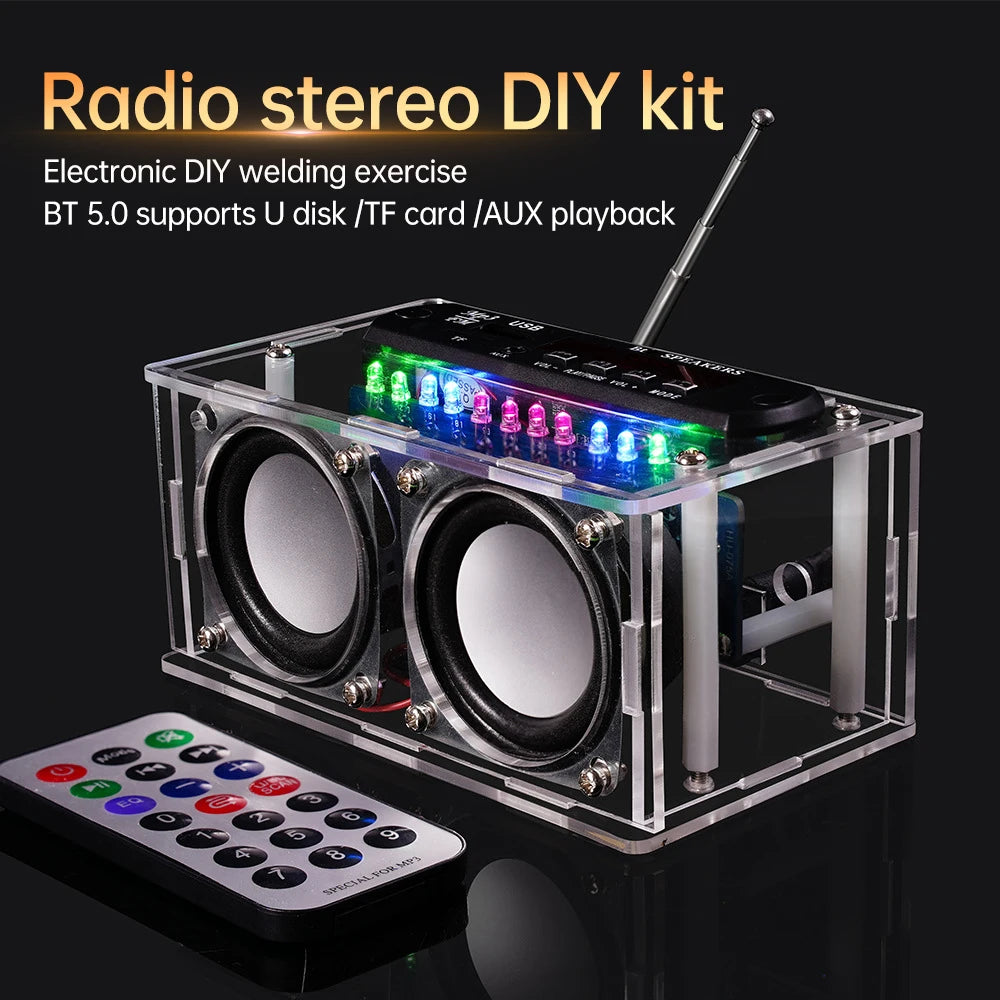 Bluetooth Speaker DIY Kit with FM Radio 87.5-108MHZ DIY Welding Project Practice Electronic Kit Solder Assembly U Disk TF AUX