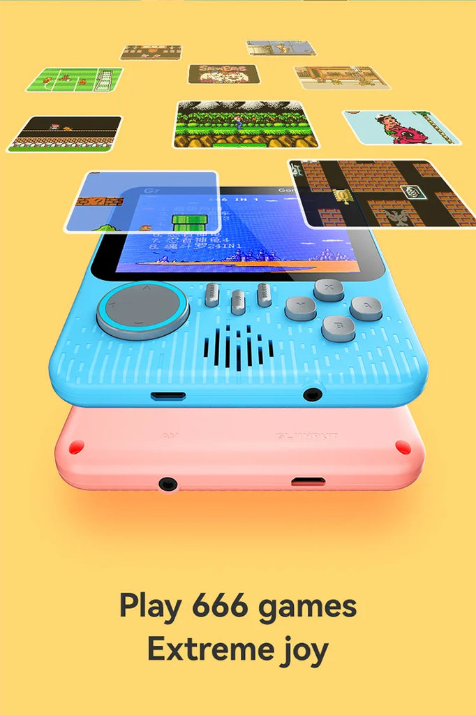 G7 Retro Handheld Game Console, 3.5-Inch LCD,  Built-In 666 Games,Portable Gaming Console, USB Charging Cable, AV Output Cable