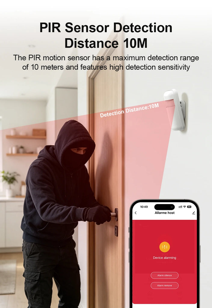 Smart Home GSM Alarm System 4G Wifi System for House Security Wireless with Door Sensor Work with Smart Life APP for Alexa