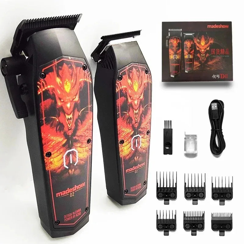 New D0 MadeShow M10M11 Professional Hair Clipper + Trimmer Set 0.1mmHair Cutting Machine Cutting T Blade High Speed High Quality